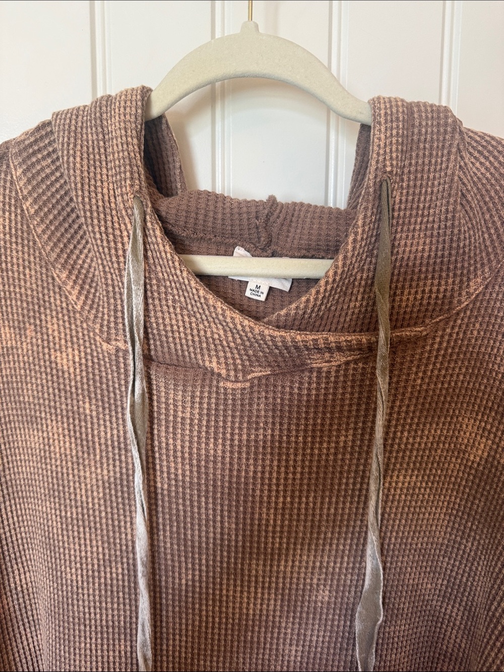 BiBi Washed Brown Waffle-Knit Hooded Sweater - Picture 7 of 9